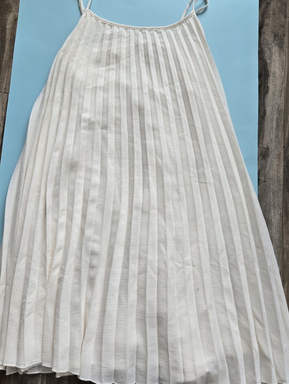 BCBG White Pleated Spaghetti-Strap Dress